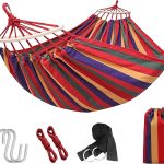 Portable camping hammock lightweight fabric red