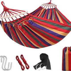 Portable Camping Hammock Lightweight Fabric Hammock for Backpacking, Beach, Patio, Backyard, Outdoor (Red)
