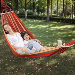 Alternative view of Portable Camping Hammock Lightweight Fabric Hammock for Backpacking, Beach, Patio, Backyard, Outdoor (Red)