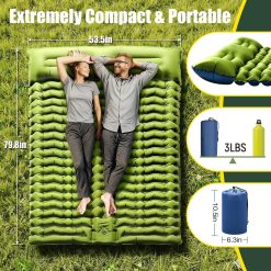 Alternative view of Double Sleeping Pad - Self Inflating 4" Extra-Thick for 2 Person with Pillow Built-in Foot Pump Inflatable Sleeping Mat for Backpacking, Hiking, Traveling, Tent, Portable Camping Mat