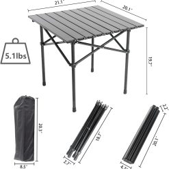 Alternative view of Portable Camping Table Folding Side Table Aluminum Lightweight Table with Carry Bag for Outdoor Cooking Hiking Picnics BBQ Travel (Black)