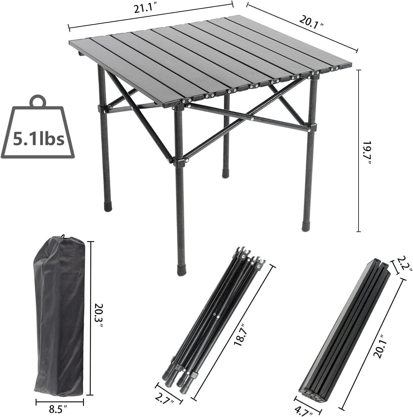 Portable Camping Table Aluminum Lightweight with Carry Bag 2 Portable Camping Table Aluminum Lightweight with Carry Bag - Image 2