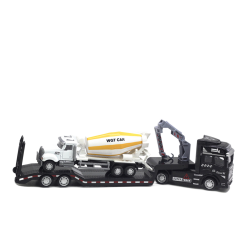 Pull-back Design Construction Trailer Model Moving Joints Detachable Head Construction Trailer Vehicle Model for Boy and Girls