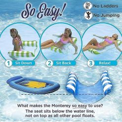 Alternative view of Inflatable floating bed, water hammock 4-in-1 lounge chair pool lounge air mattress pool-blue, 130*68 cm