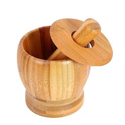 Bamboo Mortar and Pestle Grinder Set