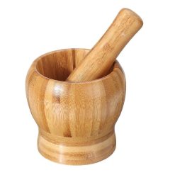 Alternative view of Bamboo Mortar and Pestle Grinder Set