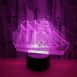 3D Illusion Sailboat LED Night Light – 7 Colour