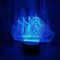 Alternative view of 3D Illusion Sailboat LED Night Light – 7 Colour