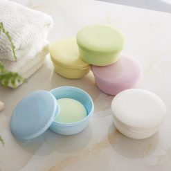 Alternative view of Portable Home Travel Round Plastic Bathroom Shower Soap Storage Seal Box Holder-Pink
