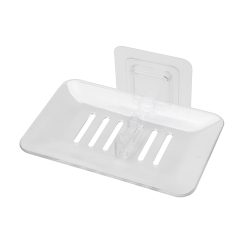 Soap Holder Easy to Install Selfdhesive PVC Bathroom Soap Holder for Home-White