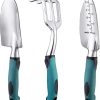 Garden tool set 3-piece cast aluminium with rubber grip