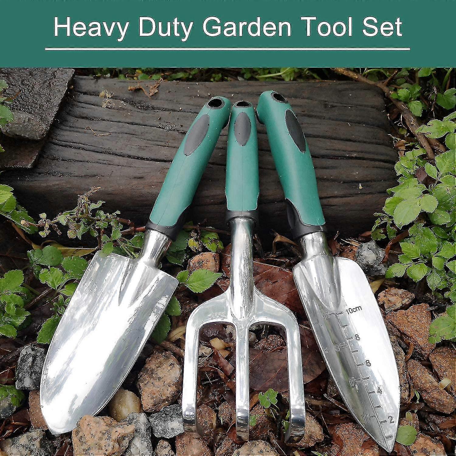 Garden tool set 3-piece cast aluminium with rubber grip 2 Garden tool set 3-piece cast aluminium with rubber grip - Image 2
