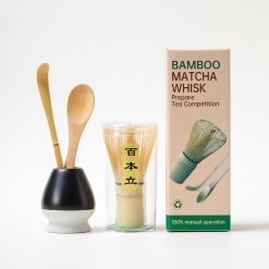 Matcha whisk set with ceramic holder and bamboo tools