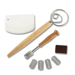 Dough Whisk Set of 3 with Bread Scraper and Scoring Tool