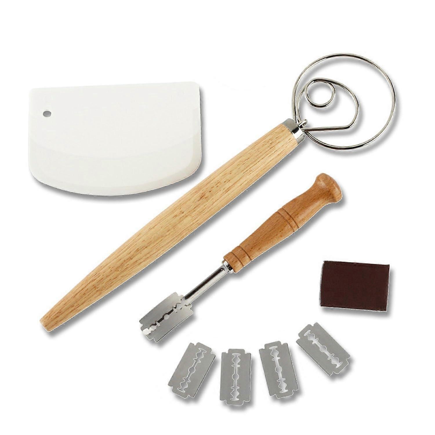 Dough Whisk Set of 3 with Bread Scraper and Scoring Tool 1 Dough Whisk Set of 3 with Bread Scraper and Scoring Tool