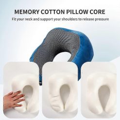 Alternative view of Comfy Memory Foam Travel Pillow for Airplane Car - Blue