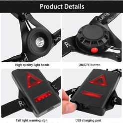 Reflective Running Gear with LED Chest Light, Weatherproof Night Running Vest 7 V1263 JX 3843 202604150200 02