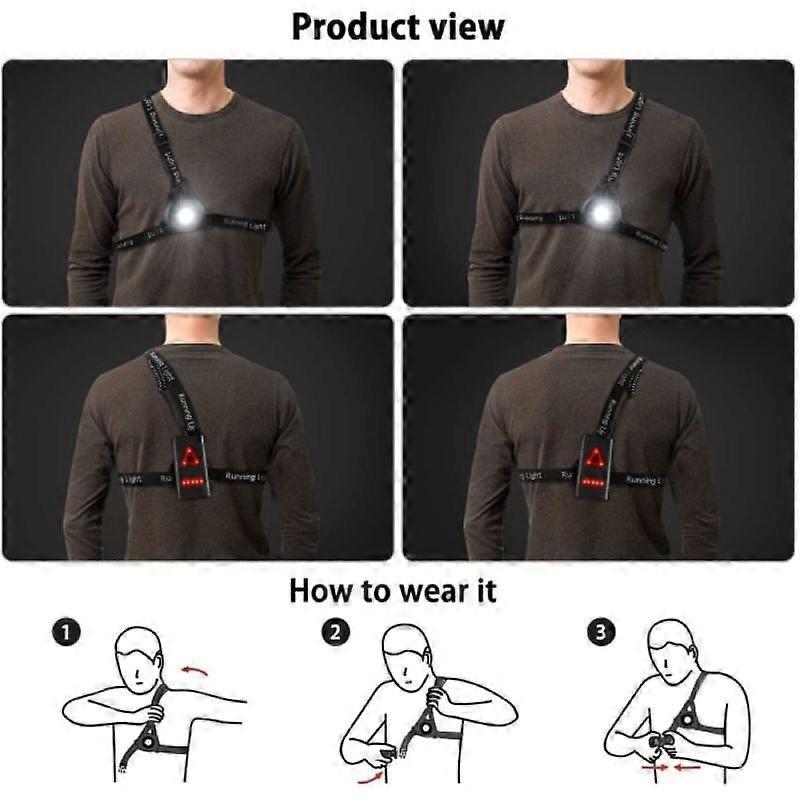 Reflective Running Gear with LED Chest Light, Weatherproof Night Running Vest 5 Reflective Running Gear with LED Chest Light, Weatherproof Night Running Vest - Image 5