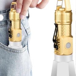 Camping Flashlight Small Waterproof LED Torch with Hook USB Rechargeable