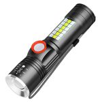 LED Rechargeable Zoomable Tactical Flashlight with Sidelight
