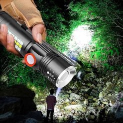 Alternative view of USB Rechargeable LED Flashlight with Sidelight Zoomable Mini Camping Tactical Torch