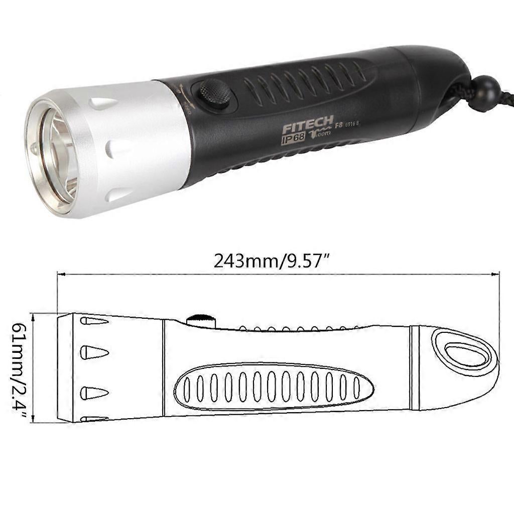 Diving Flashlight Waterproof Rechargeable Torch for Emergency Submersible Use - Yellow 3 Diving Flashlight Waterproof Rechargeable Torch for Emergency Submersible Use - Yellow - Image 3