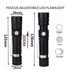 Alternative view of Rechargeable Flashlight Zoomable Torch for Camping and Outdoor Use - Bright LED Flashlight