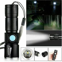 Rechargeable Aluminum LED Scuba Flashlight Waterproof Torch for Hiking & Diving