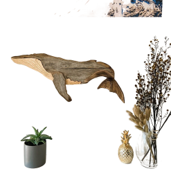 Whale wood wall decoration 43cm