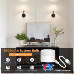Alternative view of Battery Operated Wall Sconce Set of 2, LED, 13000mAh Rechargeable, Remote Dimmable