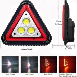 Alternative view of LED Emergency Warning Triangle, Portable USB Rechargeable 4 Light Modes