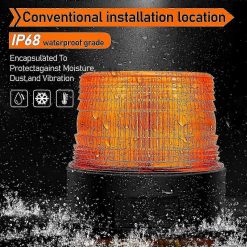 Rechargeable LED Strobe Light, 12V-24V Orange Emergency Warning Beacon 7 V1263 JX 5809 202604141320 02
