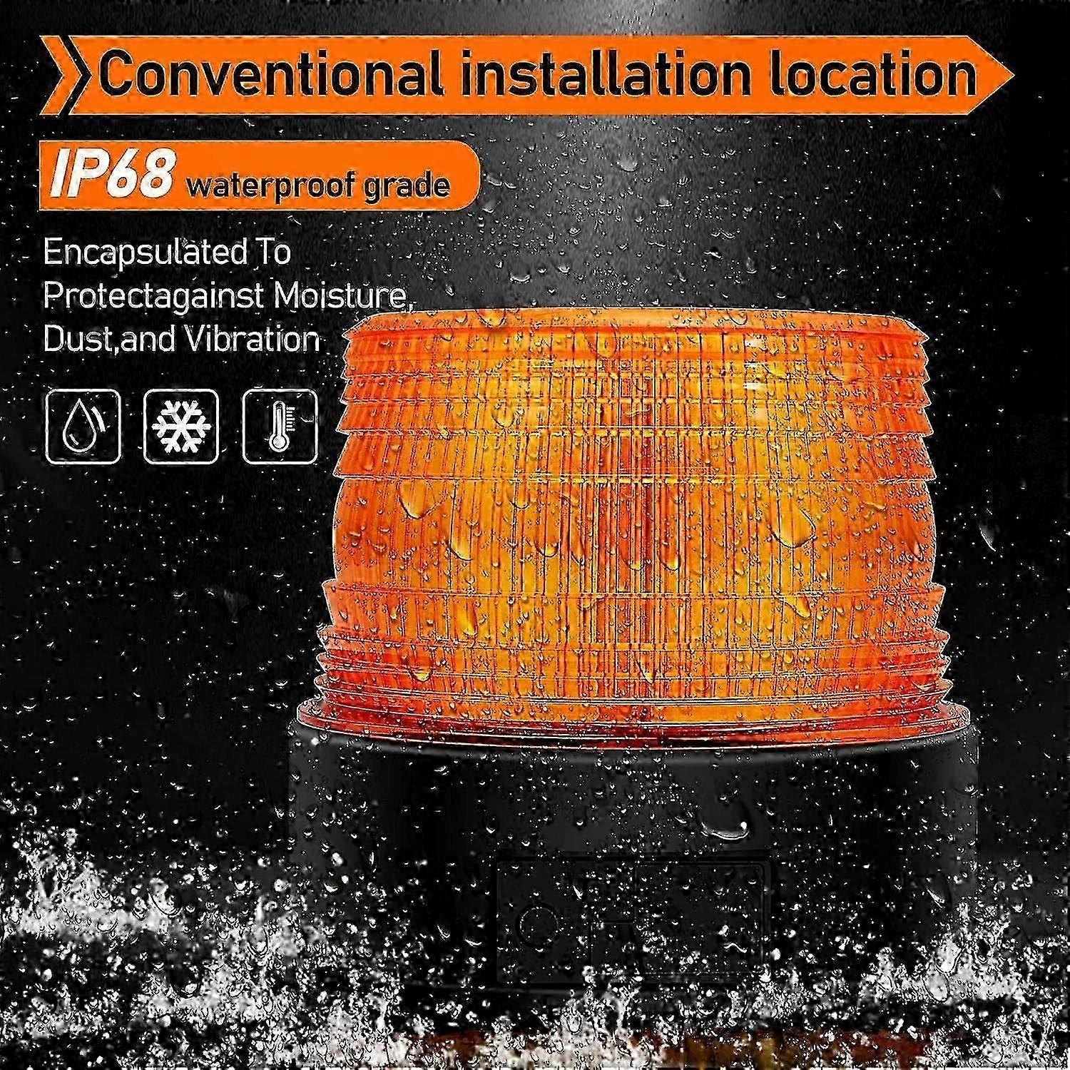 Rechargeable LED Strobe Light, 12V-24V Orange Emergency Warning Beacon 3 Rechargeable LED Strobe Light, 12V-24V Orange Emergency Warning Beacon - Image 3