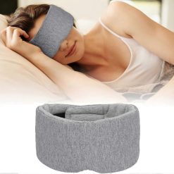 Cotton sleep mask with earplugs and travel pouch