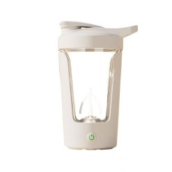 Electric Shaker Bottle USB Rechargeable Protein Mixer Cup Auto Blending Mug - White