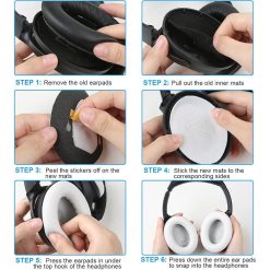 Alternative view of Pair of Replacement Ear Pads for Bose QC45 Headphone Ear Cushions White