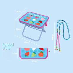 Portable folding camping chair,  versatile folding chair for outdoor fishing, waiting in line, and picnics - Colorful Strawberry Pattern