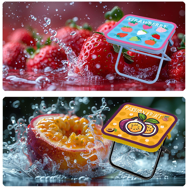 Portable folding camping chair, versatile folding chair for outdoor fishing, waiting in line, and picnics - Colorful Strawberry Pattern 12 Portable folding camping chair, versatile folding chair for outdoor fishing, waiting in line, and picnics - Colorful Strawberry Pattern - Image 12