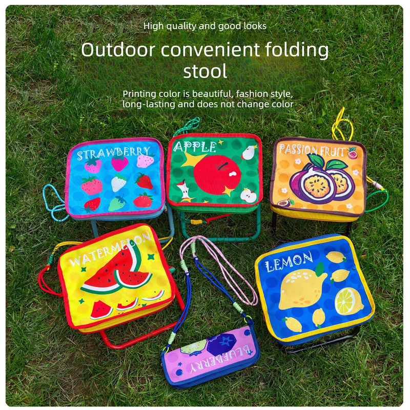 Ultra-lightweight and portable folding camping chair, versatile folding chair for outdoor fishing, waiting in line, and picnics—Yellow Watermelon Pattern 3 Ultra-lightweight and portable folding camping chair, versatile folding chair for outdoor fishing, waiting in line, and picnics—Yellow Watermelon Pattern - Image 3