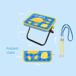 Portable folding camping chair, blue lemon pattern