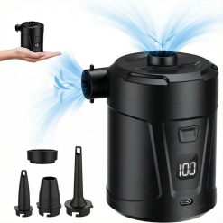 Outdoor Camping Digital Electric Air Pump, 5200mAh Built-in Battery, for Air Mattresses and Swim Rings - Black