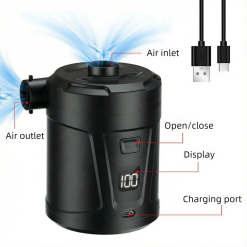 Alternative view of Outdoor Camping Digital Electric Air Pump, 5200mAh Built-in Battery, for Air Mattresses and Swim Rings - Black