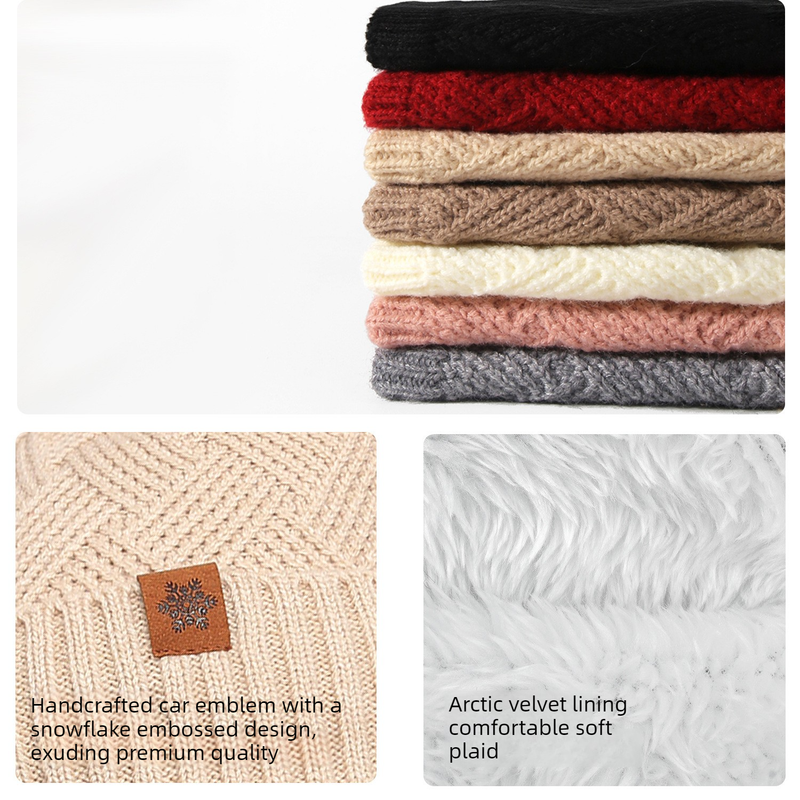 Women's Fashionable Winter 3-Piece Set: Knit Hat, Scarf, and Gloves. A must-have for outdoor skiing and cycling - Off-White 3 Women's Fashionable Winter 3-Piece Set: Knit Hat, Scarf, and Gloves. A must-have for outdoor skiing and cycling - Off-White - Image 3