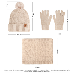 Women's Fashionable Winter 3-Piece Set: Knit Hat, Scarf, and Gloves. A must-have for outdoor skiing and cycling - Off-White 10 V1265 AU 055 NAIBAI 04