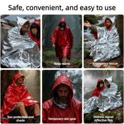 Outdoor Emergency Waterproof Insulated Raincoat, Portable Folding Camping and Hiking Cold-Weather Raincoat – Orange 16 V1265 AU 056 CHENG 07
