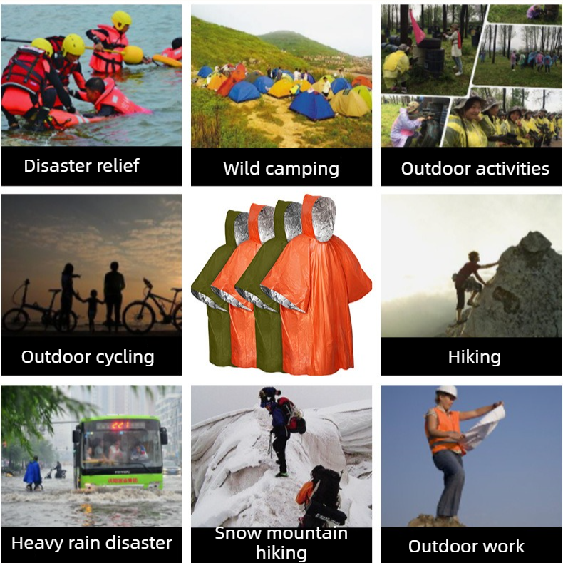 Outdoor Emergency Waterproof Insulated Raincoat, Portable Folding Camping and Hiking Cold-Weather Raincoat – Orange 9 Outdoor Emergency Waterproof Insulated Raincoat, Portable Folding Camping and Hiking Cold-Weather Raincoat – Orange - Image 9