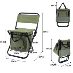Alternative view of 3-in-1 Outdoor Folding Chair with 10L Insulated Cooler, Durable Oxford Fabric, for Camping and Picnics - Green