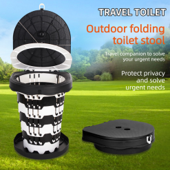 Portable folding toilet seat with 10-level height adjustment