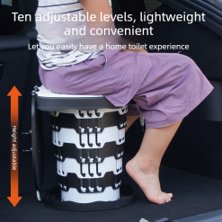 Alternative view of Portable folding toilet seat with 10-level height adjustment