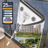 Telescopic Triangle Cleaning Mop with Squeegee, 2-in-1 Window Cleaner with 2 Replacement Pads